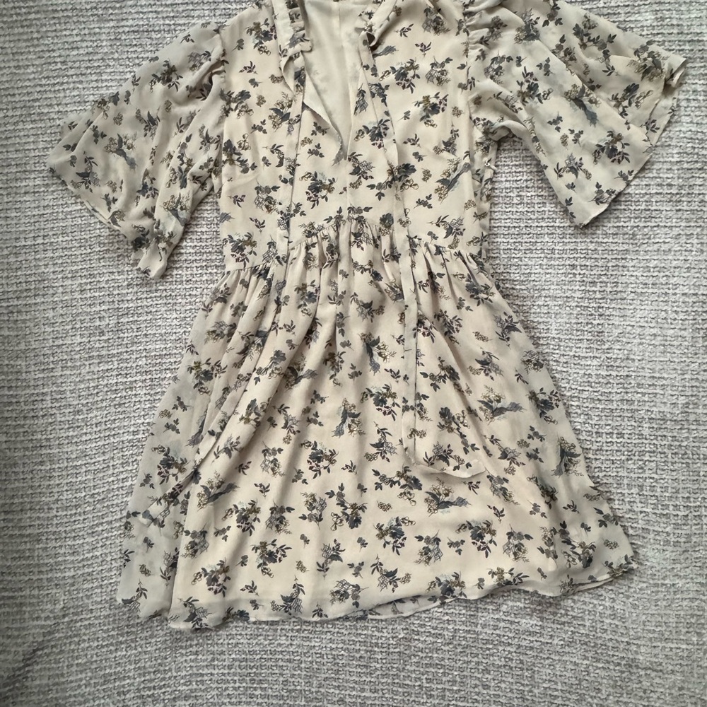 FRNCH Cream Dress with Multicolor Floral Design